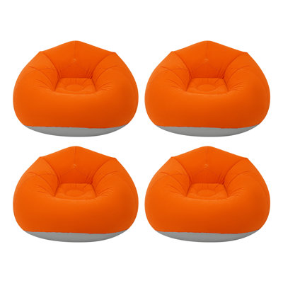 Ensemble de 4 fauteuils de camping gonflables pour l'extérieur avec dossier, chaise longue portative pour patio, plage, festival