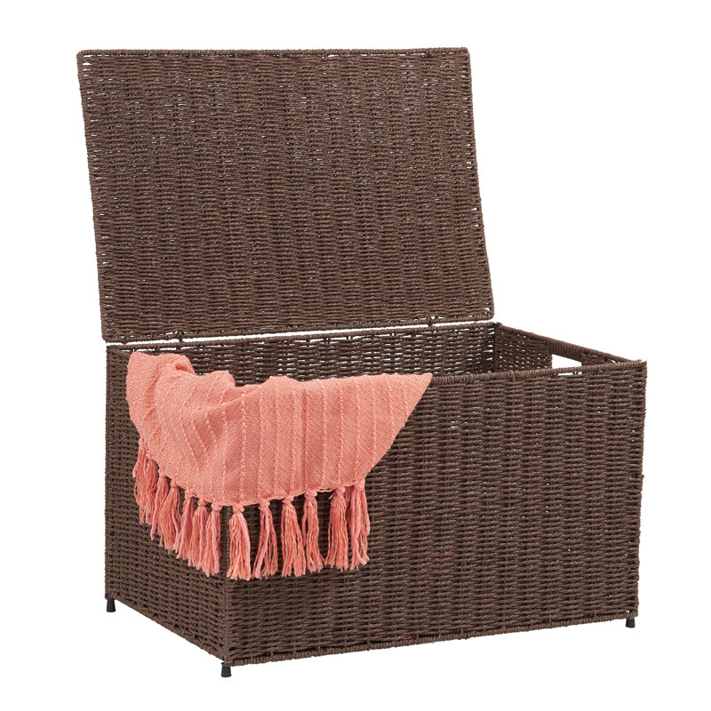Woven Wicker Storage Chest, Coffee