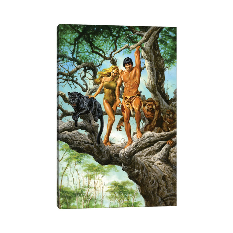Tarzan And Jane by Joe Jusko - Wrapped Canvas Print, 152.5 cm H x 101.5 cm W