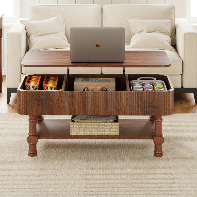 Farmhouse Lift Top Coffee Table With Storage, Walnut