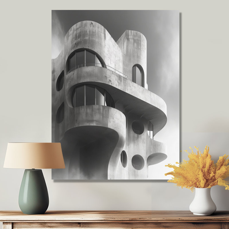 Gris, forteresse d'avenir II - Fortress, art mural, salon, Toile tendue, H 44 po x l 34 po x P 1,5 po