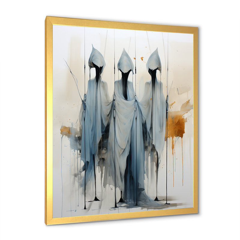 «Minimalisme sorcières I», reproduction sur toile, Cadre doré simple, H 44 po x l 34 po x P 1,5 po