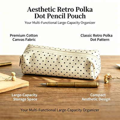 pencil bin Preppy Style Polka Pencil Case Polka Pencil Pouch For School Supplies