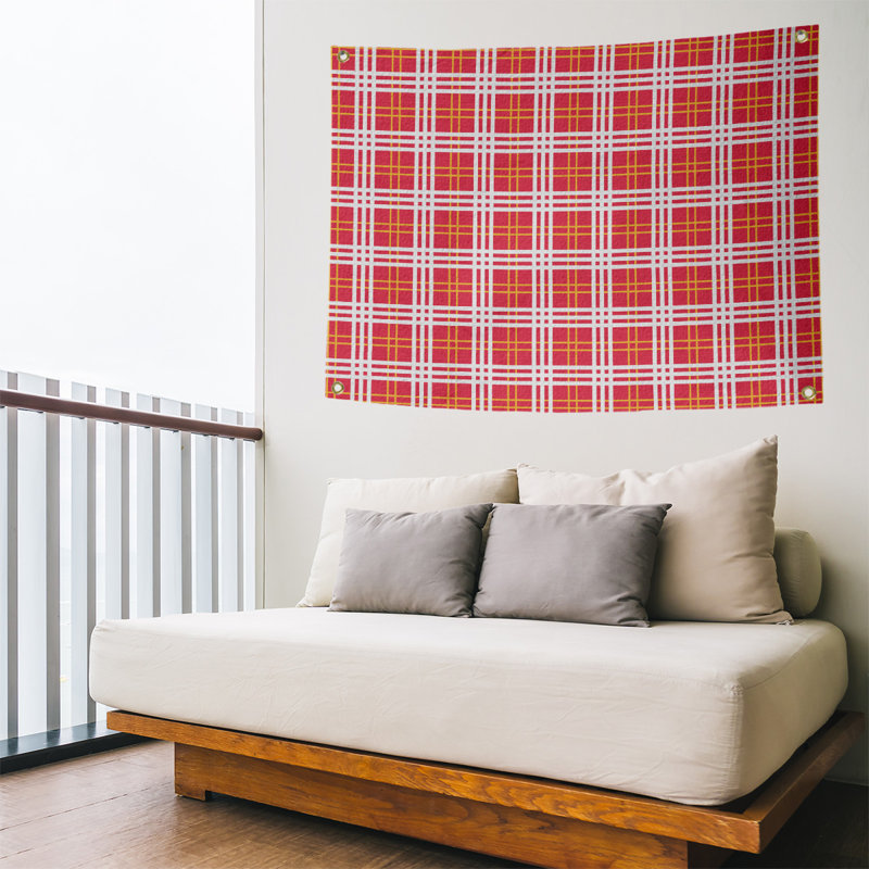 Tapisserie en polyester Kansas City Luxury, H 50 po x l 59 po, Rouge / or / blanc