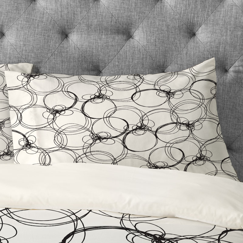 Taie d’oreiller cercles, Blanc, Standard
