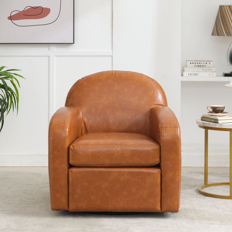 Fauteuil pivotant rembourré Oaklynd, Caramel