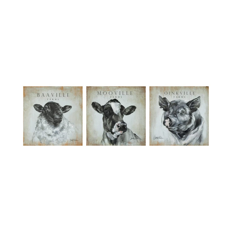 «Farms Triptych», ensemble d'art mural sur toile tendue (ensemble de 3)