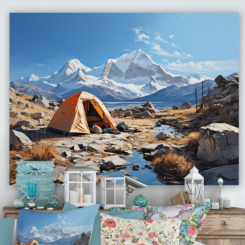 Mountain Mountain Solitude 2 - Art mural de voyage en camping, Toile tendue, H 12 po x l 20 po x P 1 po