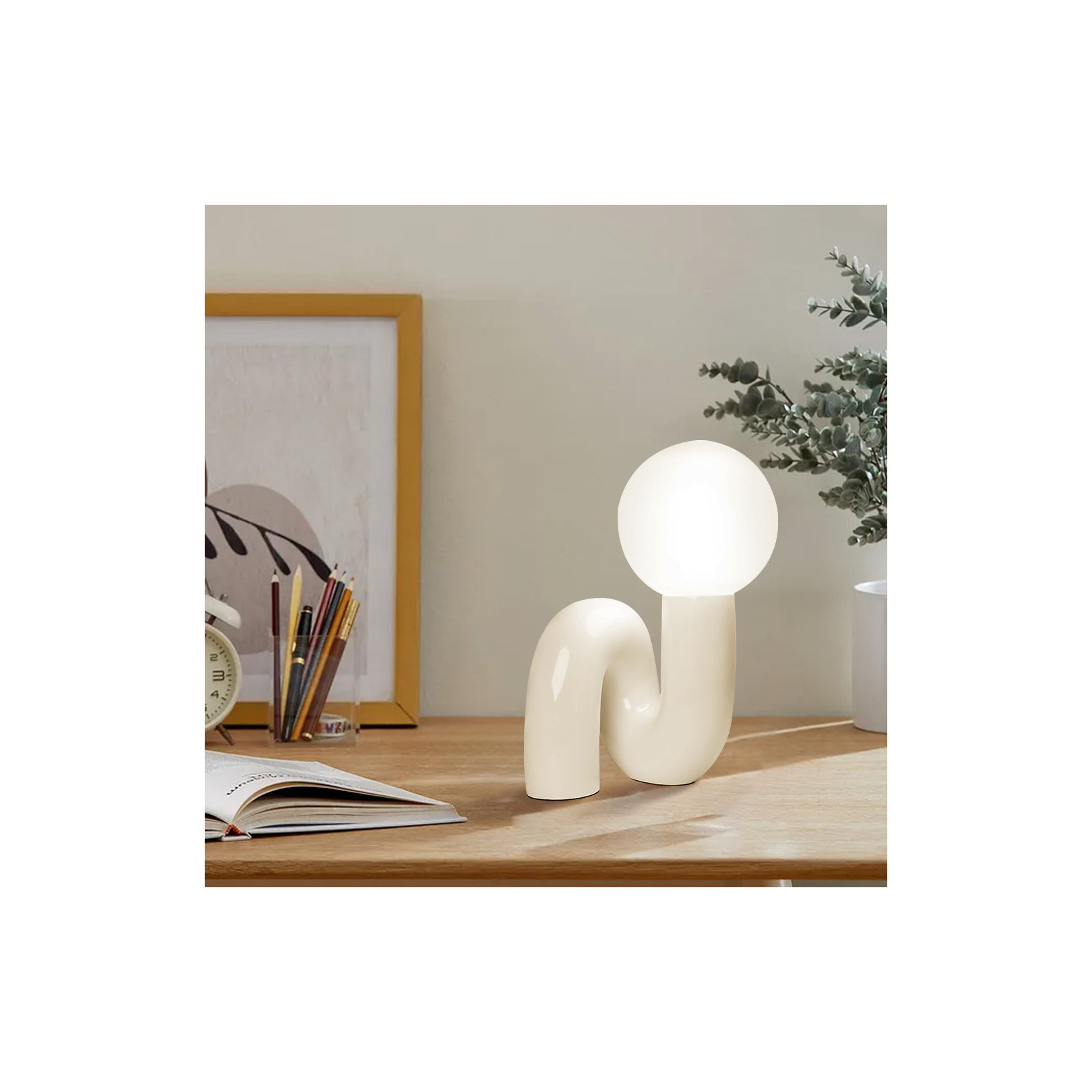 Verda Resin Table Lamp, White