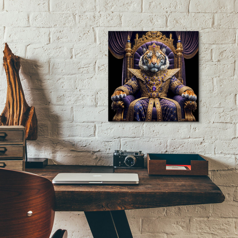  «King Tiger» par Rey Klimt, art mural en verre acrylique, 12 po x 12 po, H 12 po x l 12 po x P 0,13 po