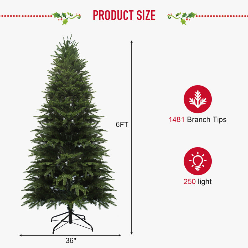Winterfest North Valley Spruce Pre-lit Christmas Tree Pre-Lit Slim Fraser Fir Artificial XMas Tree with 350 UL Listed Clear Lights