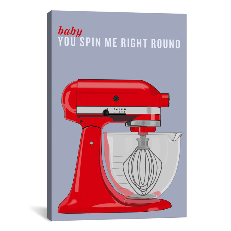«Kitchen Baby You Spin Me Right», impression sur toile, H 40 po x l 26 po x P 1,5 po, Pas de tapis, Toile tendue