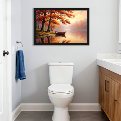 Plants &Flowers Autumn Trees Lake Boat Reflection Sunset Colors Peaceful Scene