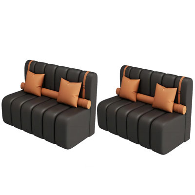 Ensemble de 2 bancs rembourrés en similicuir noir