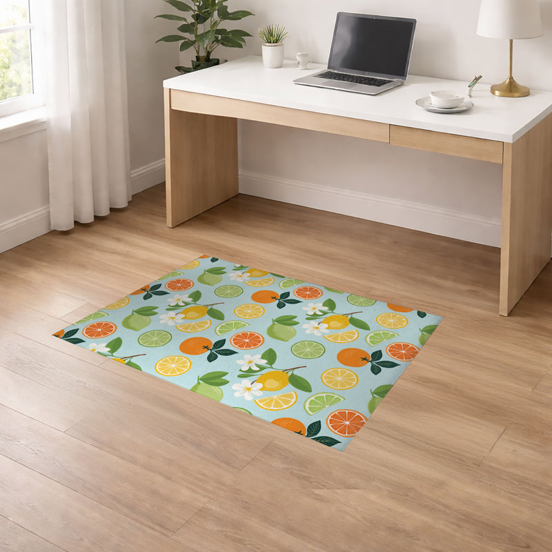 Tapis de sol antidérapant Sunny Citrus, Bleu, L 36 po x P 24 po
