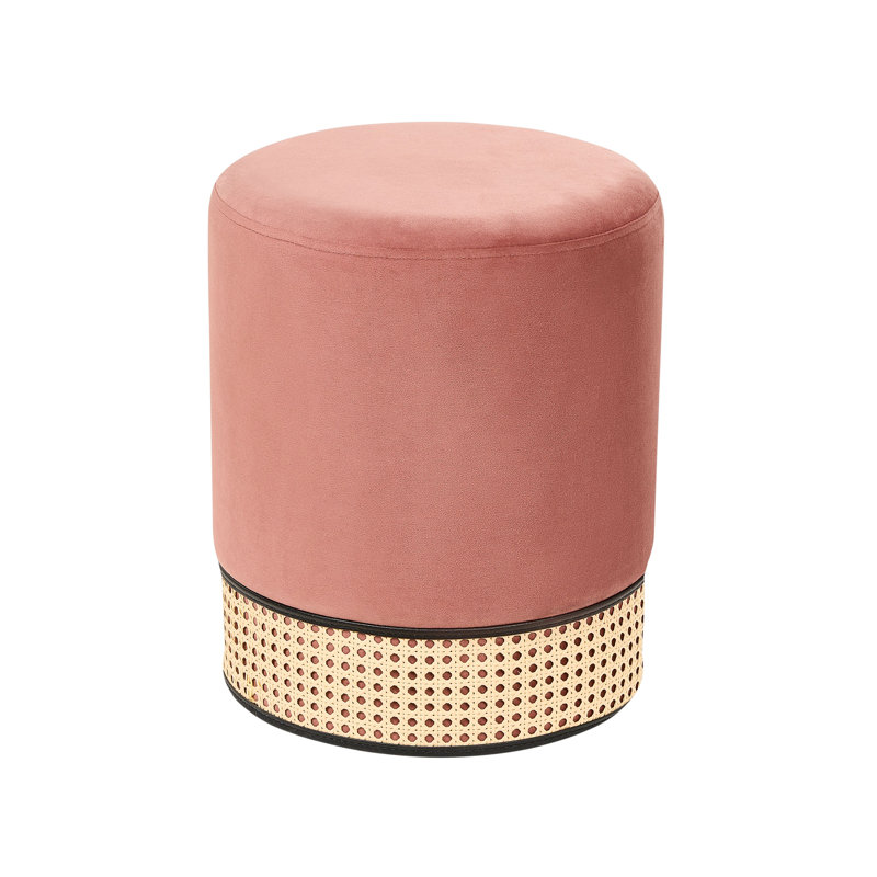 Amanat 35cm Wide Velvet Round Solid Colour Pouffe Ottoman, Pink