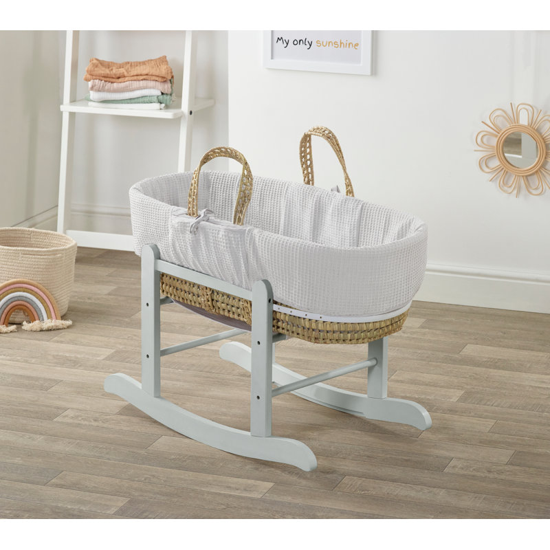 Moses Basket With Stand with Mattress, White, Grey