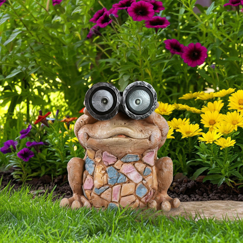 Sagebrook Home 12" Frog With Solar Goggles, Multi