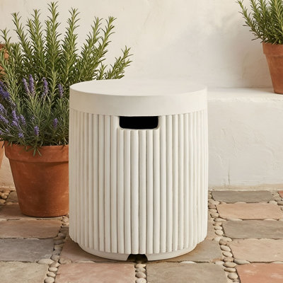 Round Outdoor Propane Tank Cover Table with Hideaway Handle Slots