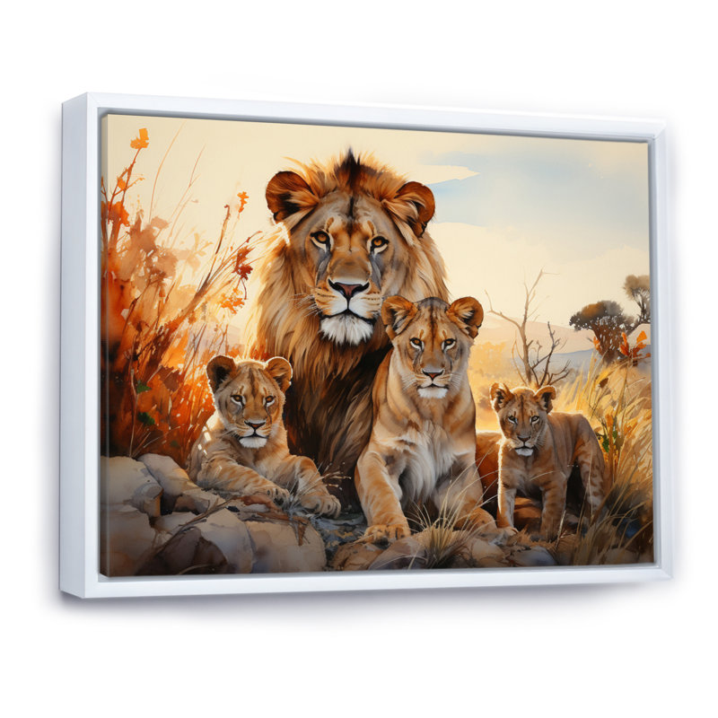 «African Shades Of Loins» sur toile, H 16 po x l 32 po x P 1 po, Cadre flottant blanc