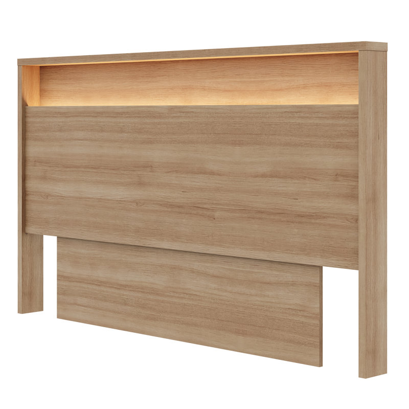 Gael Queen Size Headboard with Integrated Lighting, Brown