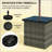 Square Outdoor End Table With Umbrella Hole, Durable Wicker Side Table For Patio And Garden Use-1931864119