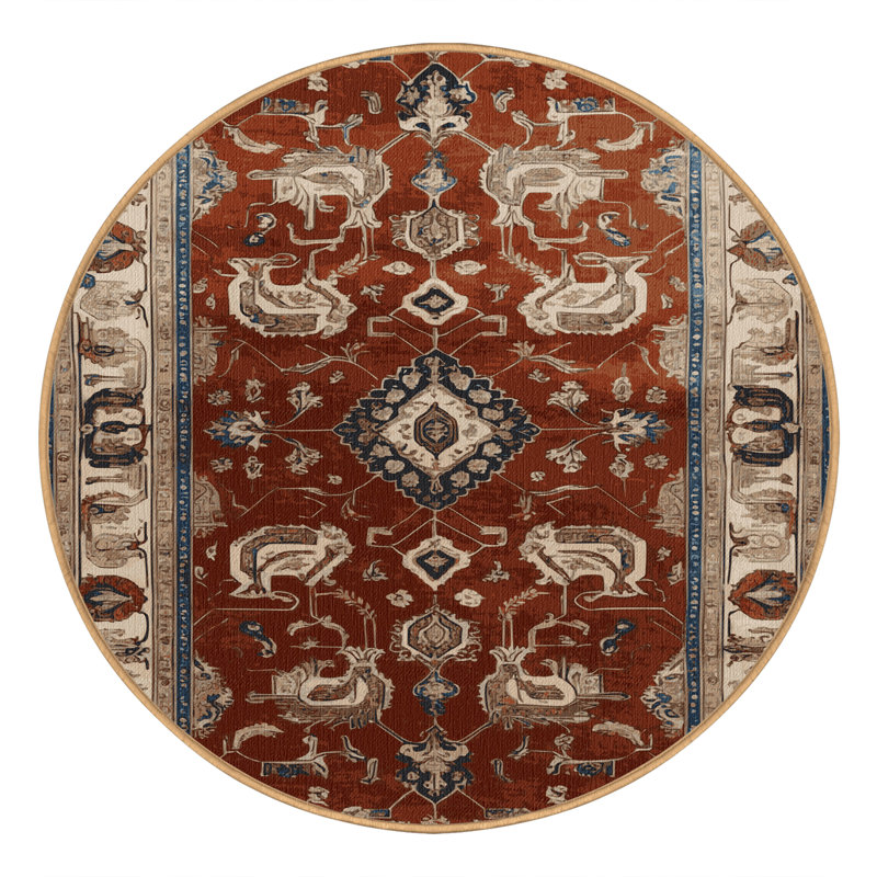 Tapis brun lavable à la machine, Rond 7 pi