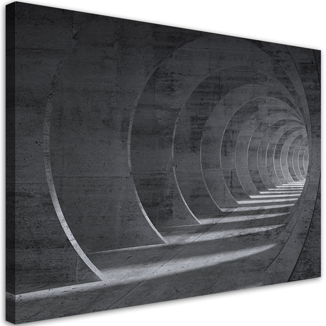 Leinwandbild, Grauer 3D Tunnel