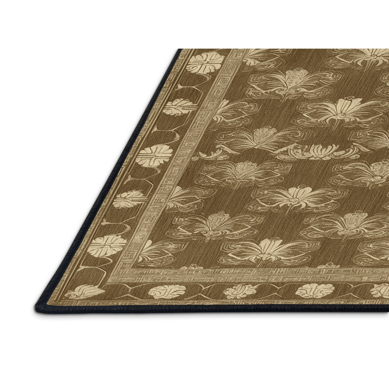 Tapis art déco brun lavable à la machine, Tapis de couloir 2 pi x 4 pi