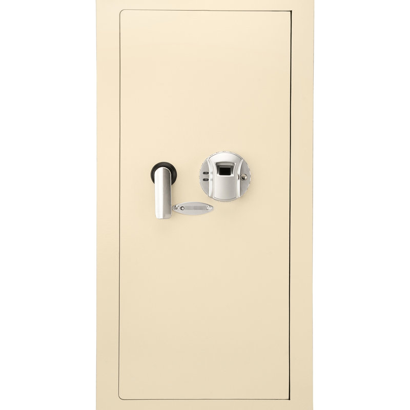 Coffre-fort biométrique 0,82 pi³ beige pour mur, acier et mur de verrouillage pratique en beige, construction solide de sécurité maximale