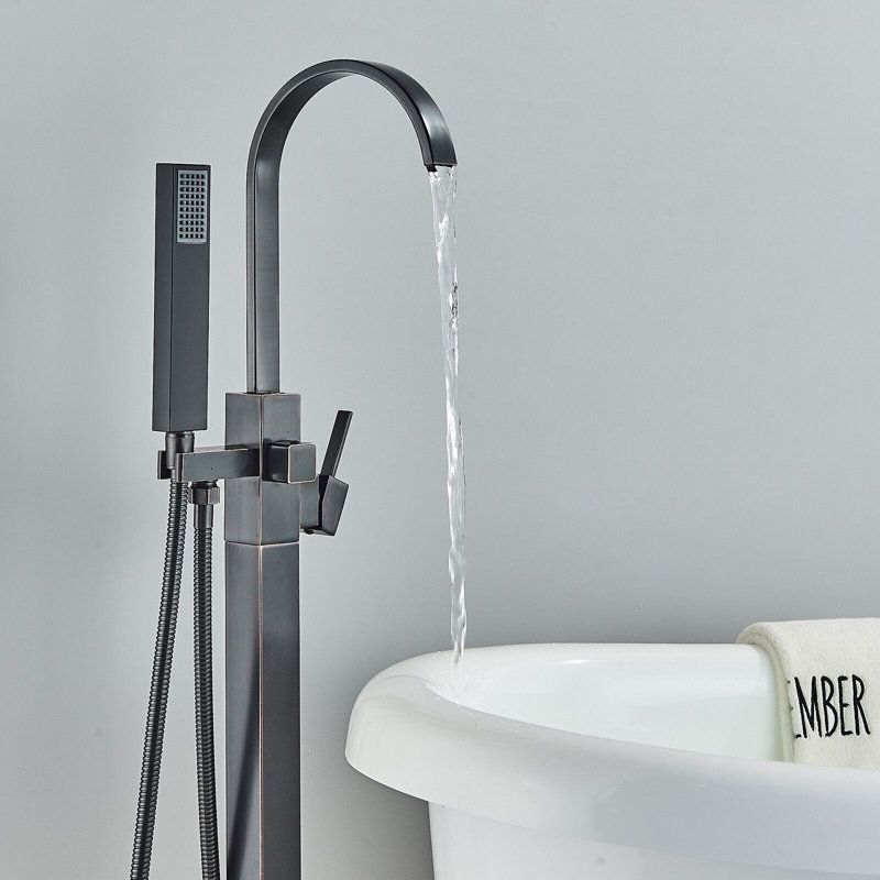 1 Handle Floor Mounted Waterfall Faucet with Diverter, Oil Rubbed Bronze