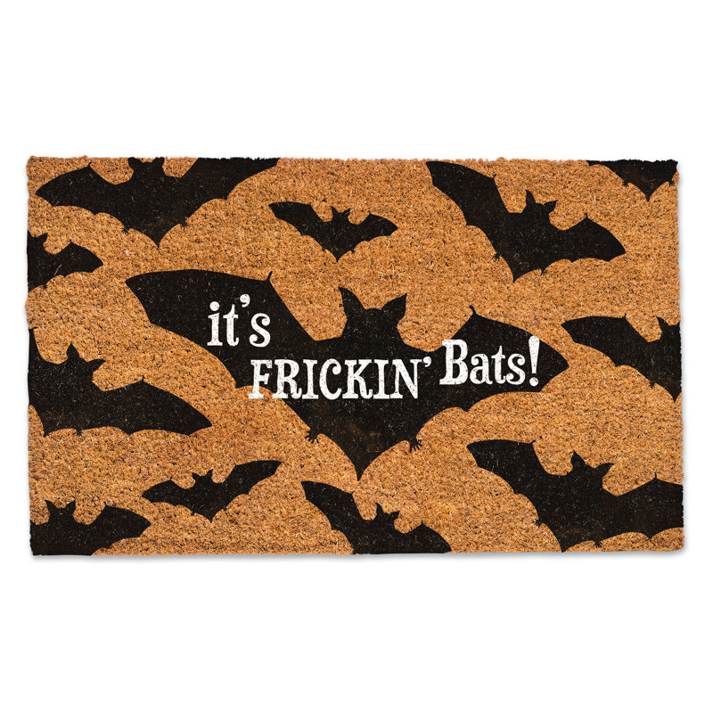 Halloween Coir Outdoor Doormat with Bat Design