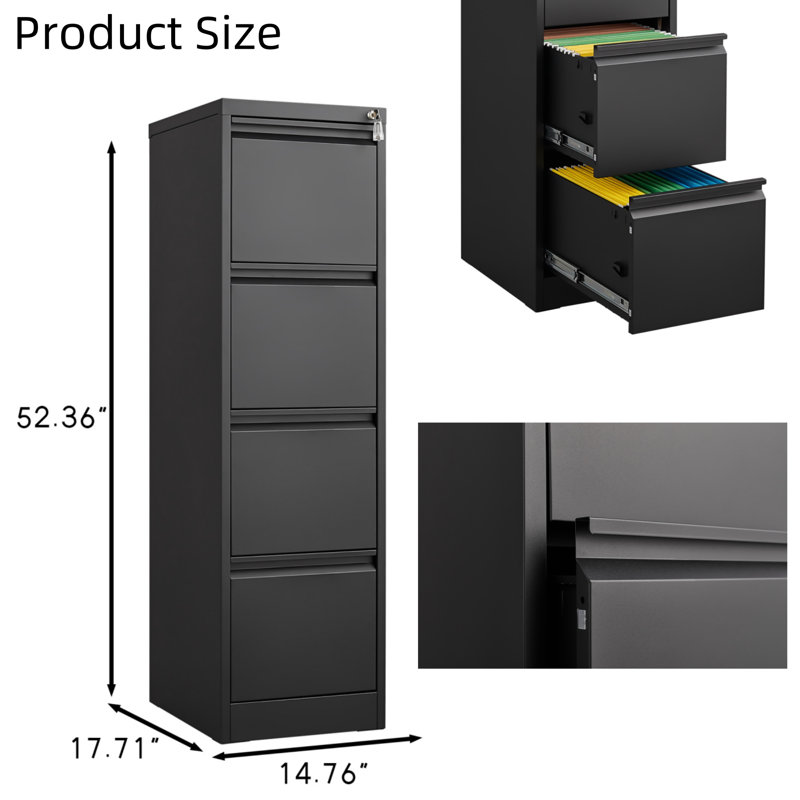 File Cabinet With Locking Drawer, Black