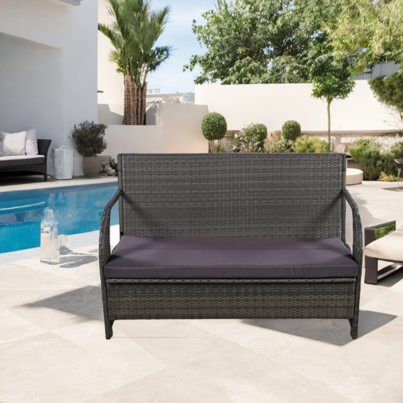 Chaise de patio avec coussins Adren, Gris
