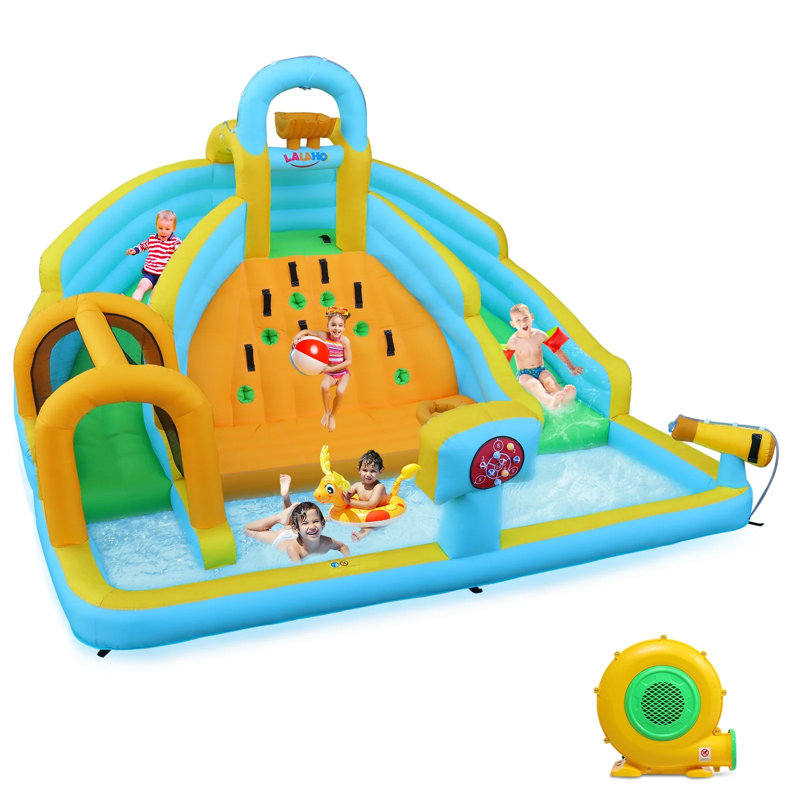 Large Blue and Yellow Inflatable Water Slide Park