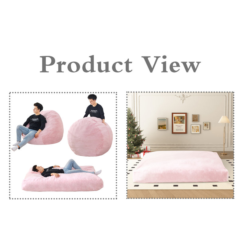 Fauteuil à billes Giant, Fausse fourrure rose
