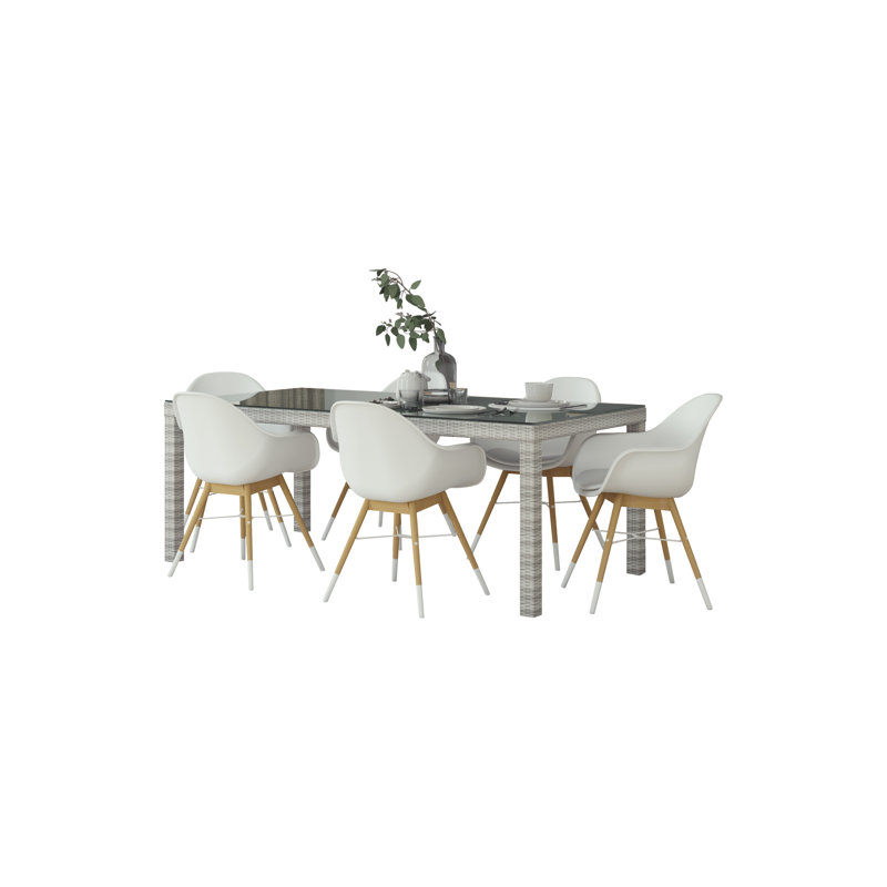 Alyisa 6 - Person Glass Top Four Leg Dining Set