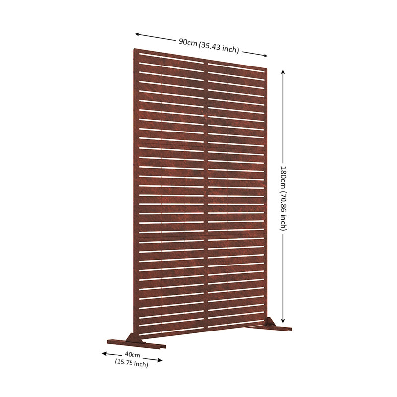 Metal Outdoor Privacy Screen 90cm X 180cm, Rust