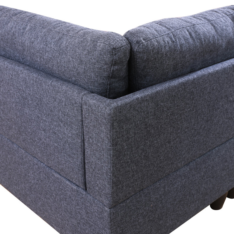 Shalise Upholstered L-Shaped Sectional, Dark Gray Linen