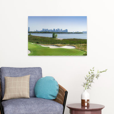 Liberty National Golf Club avec Lower Manhattan et la statue de la Liberté en arrière-plan Jersey City, New Jersey, États-Unis