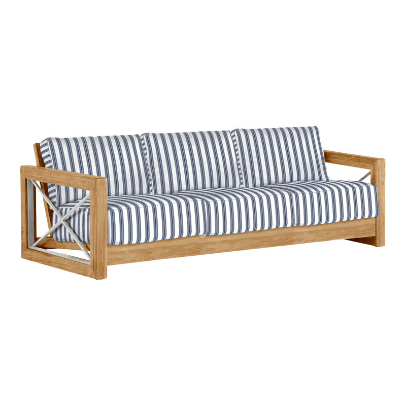Canapé d'extérieur en teck Malta Malta, Teck naturel, Pas de passepoil + bourre standard, Perigold ‑ denim Excel