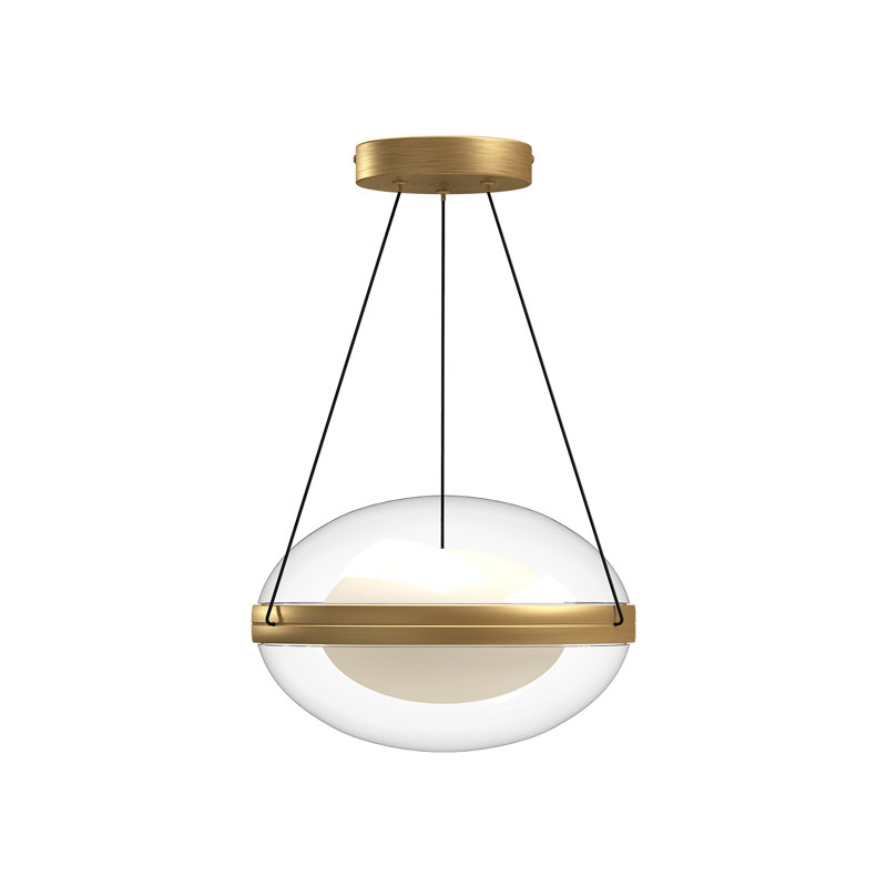 Virgo 1 - Light LED Pendant, Brushed Gold, 8.25" H x 12.13" W x 12.13" D