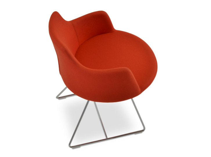 Dervish Wool Solid Back Arm Chair, Orange