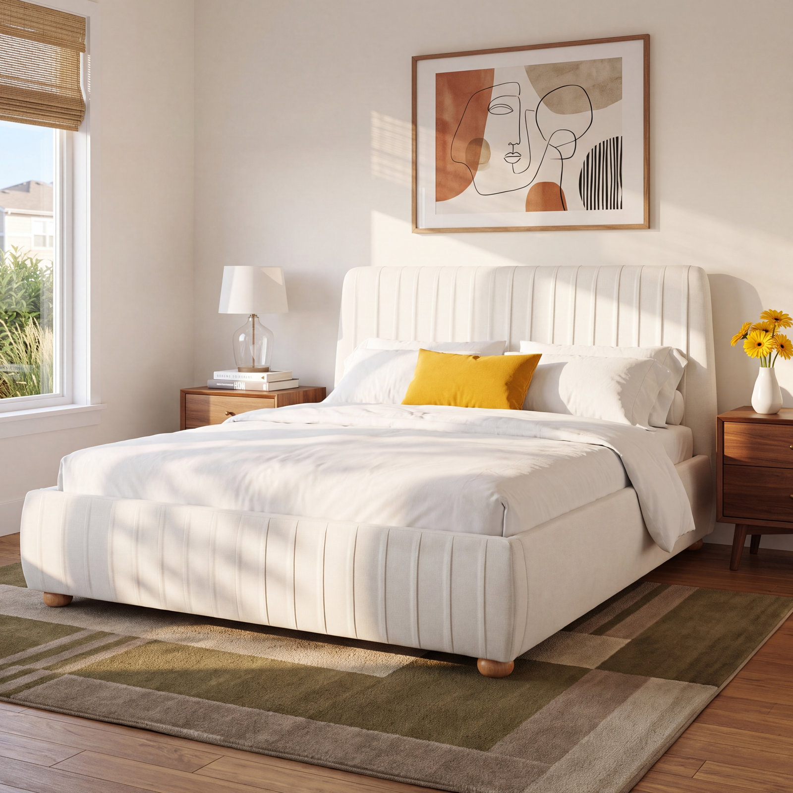 Chenille Platform Bed
