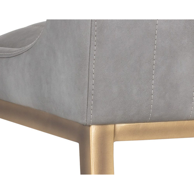 Halden Upholstered Stool with Metal Frame, Counter Stool (26" Seat Height), Gray Seat/ Antique Brown Frame
