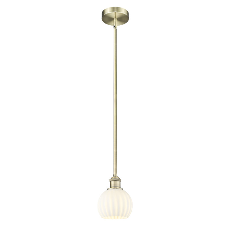 Luminaire suspendu 12 po Edison White Venetian, H 7,5 po x l 6 po x P 6 po, Laiton antique