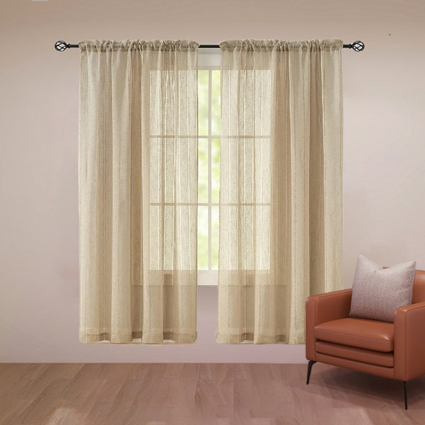 Ebern Designs Kirrah Linen Sheer Curtain Pair | Wayfair