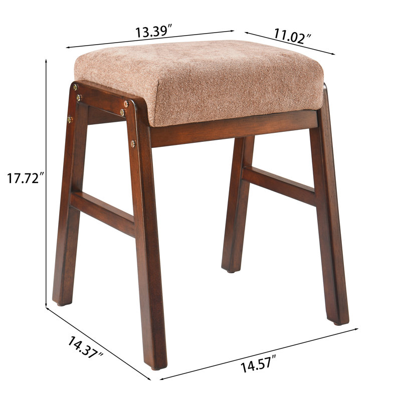 Tabouret moderne rembourré avec cadre en bois pour une utilisation polyvalente, Brun