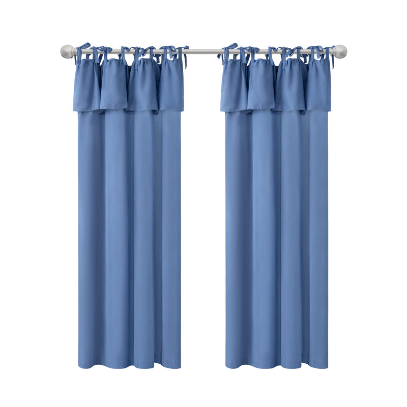 Paire de rideaux à nouettes en coton recyclé, L 52 po x L 84 po, Bleu
