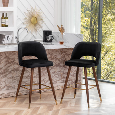 Tabouret de bar en velours Loganville